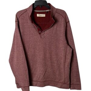 Tommy Bahama burgundy sweater, fisherman,button 1/4 , Sz L,sporty,gorpcore,EC